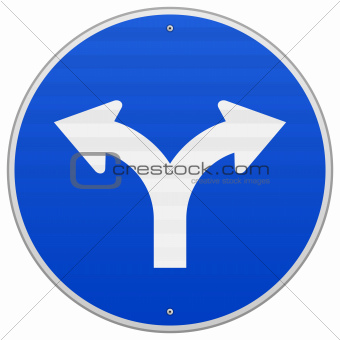 Blue Sign with two Arrows