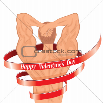 Man body shaped as heart for valentine day