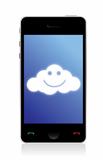 phone connected to a happy cloud
