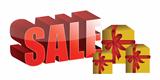 sale sign and gift boxes