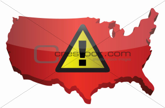 US map and warning sign