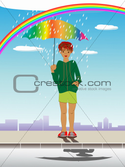 kid with umbrella