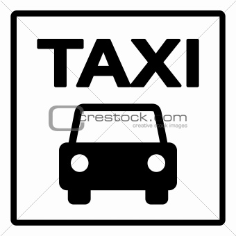 Black and White Taxi Sign