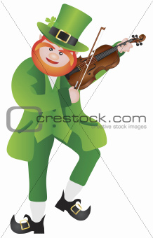 St Patricks Day Leprechaun Playing Violin Illustration