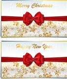 Two luxury greeting cards congratulating winter holidays