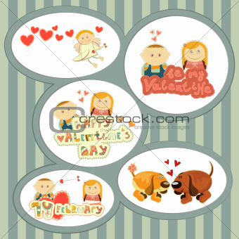 Valentines Day, set of stickers