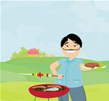 man cooking on his barbecue