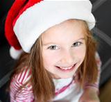 little girl with santa hat