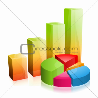 3d Glass Graph. Concept - Success in Business
