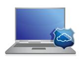 laptop and cloud computing shield security concept