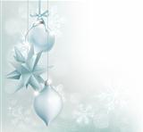 Silver blue snowflake Christmas bauble background