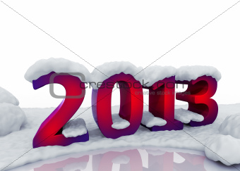 2013 new  year digits under snow