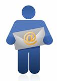 icon holding an email envelope
