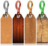 Set of Wooden Tags with Metal Ring - 4 items