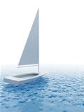 white sailing vessel travelling on ocean on a white background