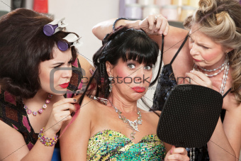 Woman with Bad Haircut and Friends