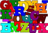 Many large colored letters