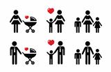 Single parent sign - family icons