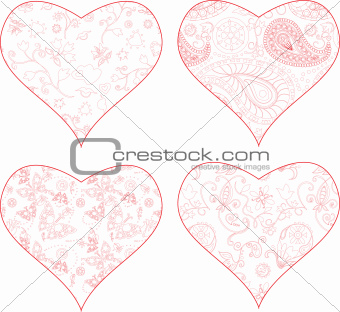 4 heart silhouettes