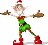 Christmas Elf Spreading Arms And Smiling