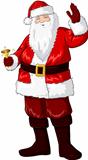 Santa Claus Holding Bell And Waving For Christmas