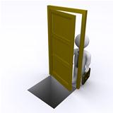 Businessman is opening a door with risk