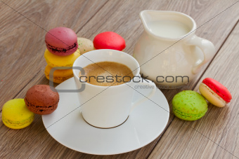 macaroons and coffee cup