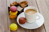cup of coffee with macaroons