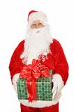 Isolated Santa Holding Christmas Gift