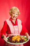 Retro Housewife Cooks Holiday Meal