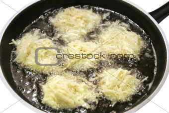 Sizzling Potato Pancakes Fried in Oil