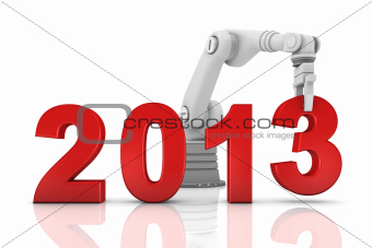 Industrial robotic arm building 2013 year
