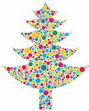 Christmas Tree Silhouette with Colorful Dots