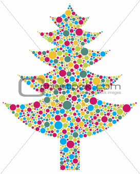 Christmas Tree Silhouette with Colorful Dots