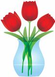 Red Tulips in Glass Vase Illustration