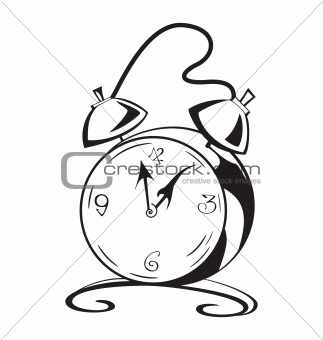 Black and white contour clock vector