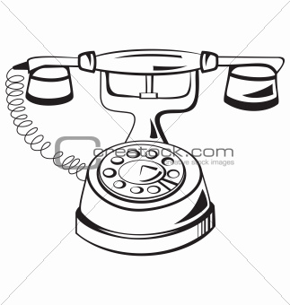 Black and white contour phone vector