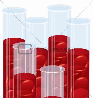 Blood cell many test tubes vector