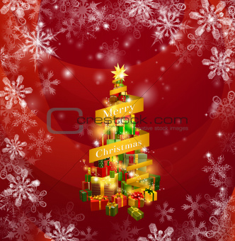 Christmas gifts snowflakes background