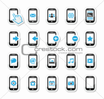 Smartphone / mobile or cell phone icons set