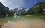 Beautiful, colour lake Lago di Braies in Dolomiti Mountains 3 - 