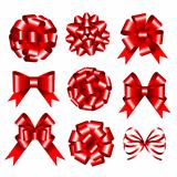 Set of red gift bows.