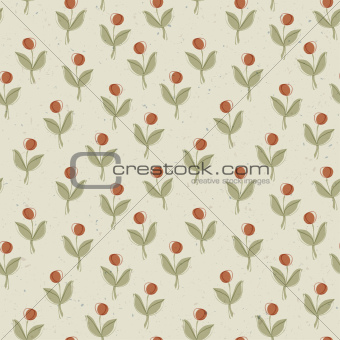Plant with red berry. Seamless pattern, vector, EPS10
