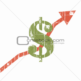 Earnings sign, isolated, grunge, business growing concept. Vecto