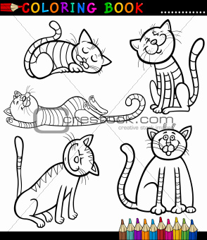 Cartoon Cats or Kittens for Coloring Book