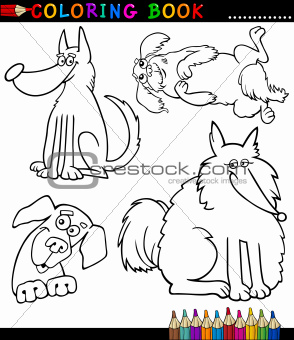 Cartoon Dogs or Puppies for Coloring Book
