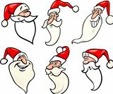 funny santa claus cartoon faces icons set