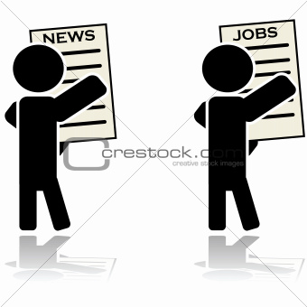 Man reading news and looking for job