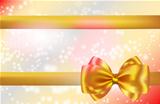 Abstract background with golden bow and ribbon
