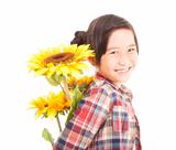smiling little girl with sunflower 